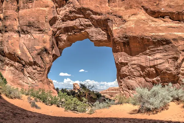An arch dusted with snow