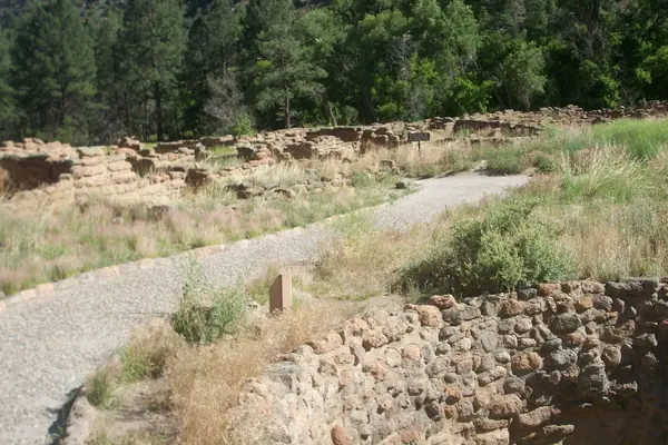 The Tyuonyi pueblo ruins on the canyon floor