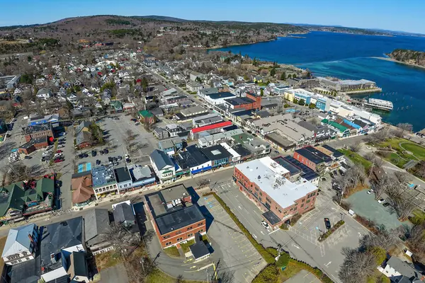 The town and harbor from above