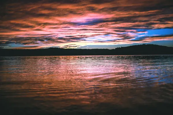 An Ozark lake at sunset