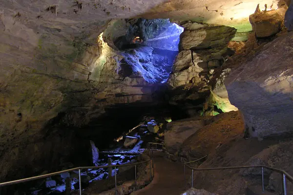 Illuminated stalagmites