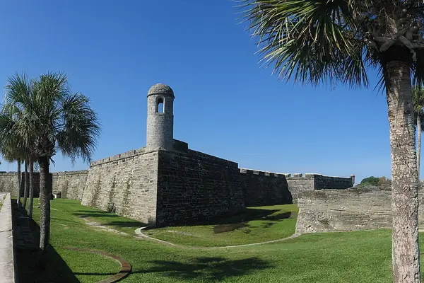 Coquina walls against the Florida sky