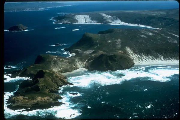 The rugged island coast