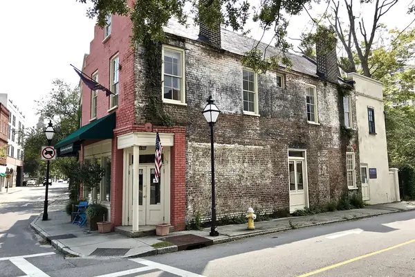 Colorful storefronts downtown