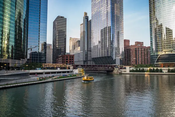 The Chicago River winds through downtown