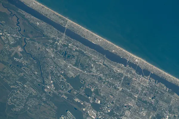 The beach and city from above