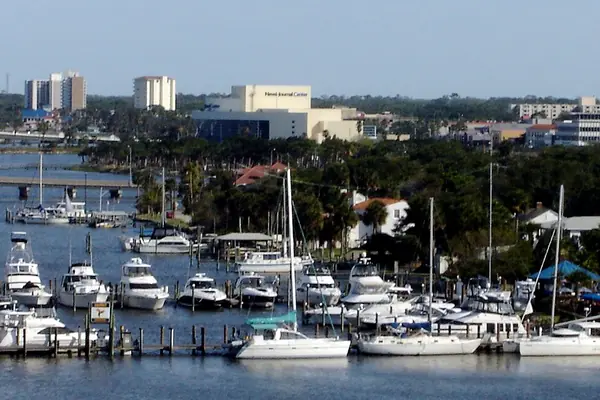 The marina and downtown on the Halifax River