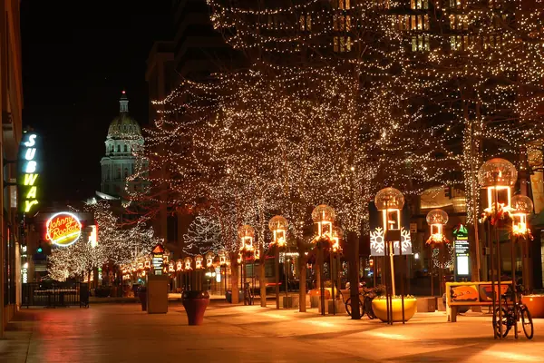Holiday lights on the 16th Street Mall
