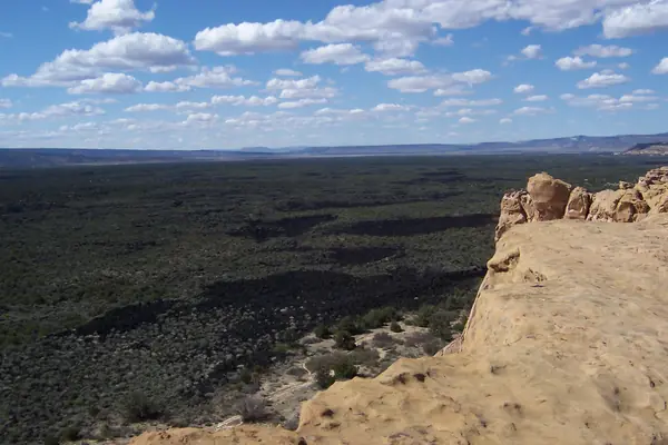 Lava flows below the sandstone bluffs
