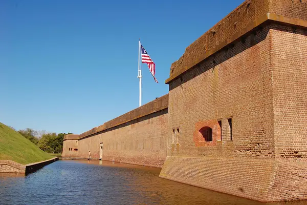 The fort's brick gateway