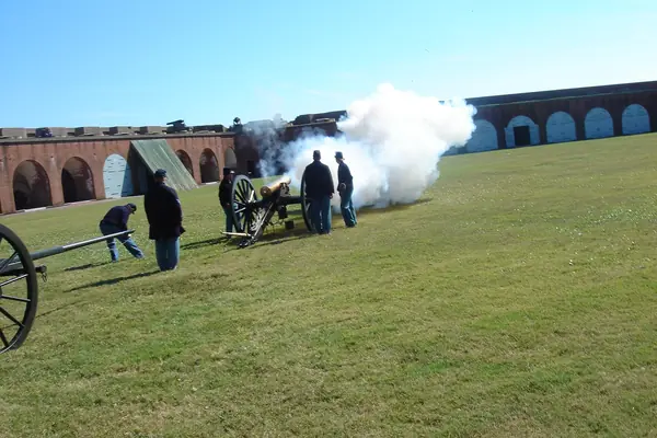 A cannon-firing demonstration