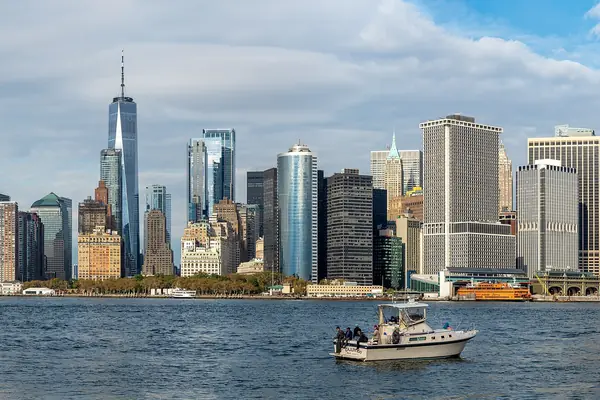 Lower Manhattan across the harbor