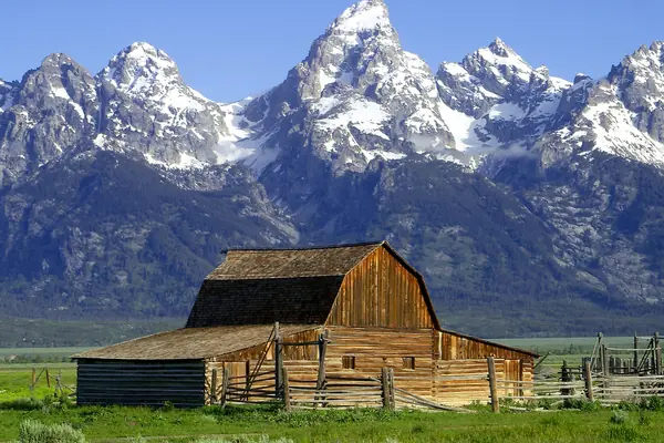 A Mormon Row barn beneath the Tetons