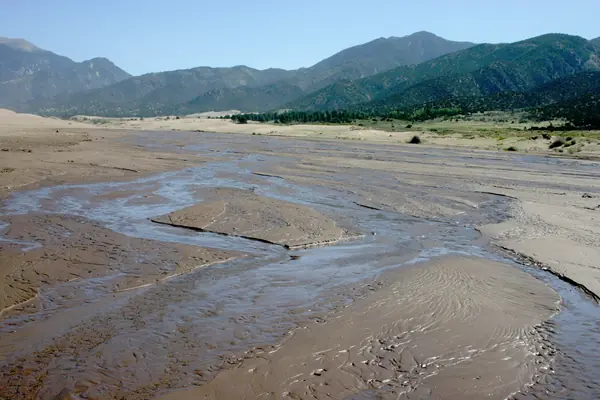 Medano Creek at the foot of the dunes