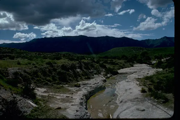 Desert washes below the range