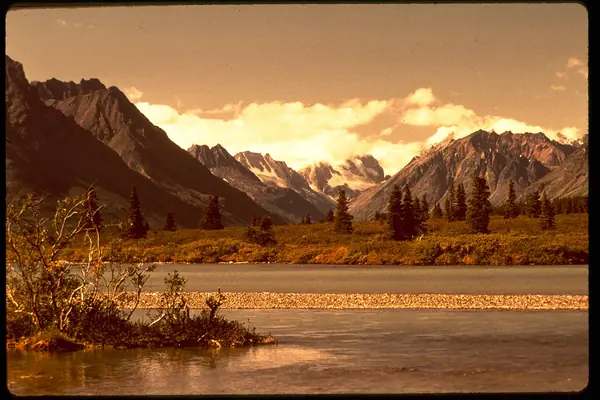 Autumn tundra along the river