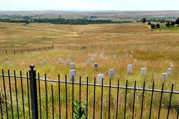 White markers where soldiers fell