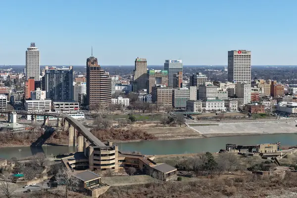 The skyline along the Mississippi River