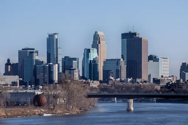 The skyline along the river