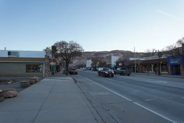 Main Street beneath the red cliffs