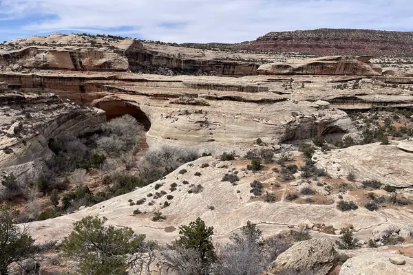 Beneath a sandstone span