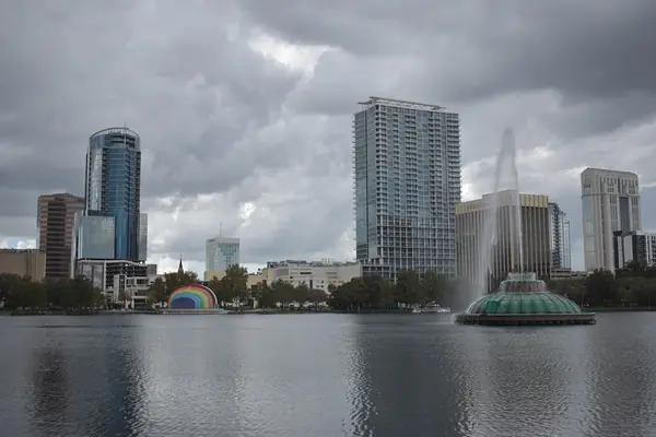 The skyline above Lake Eola