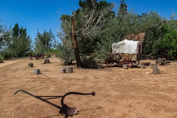 A wagon at the historic ranch