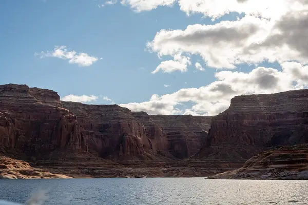Sandstone canyons along the lake
