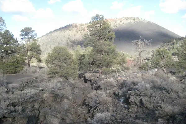 Lava flows at the foot of the cone