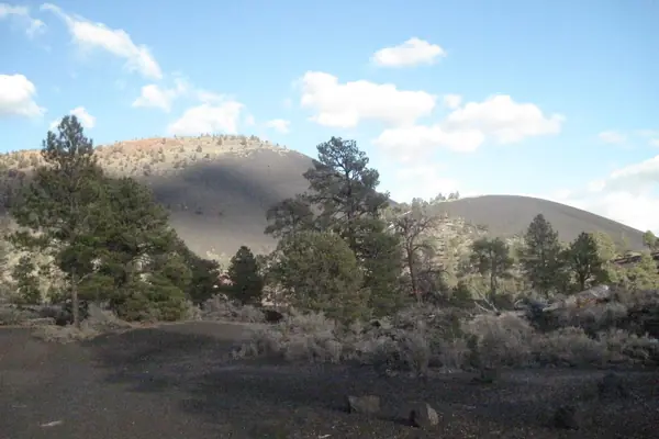 The cone and its lava flows