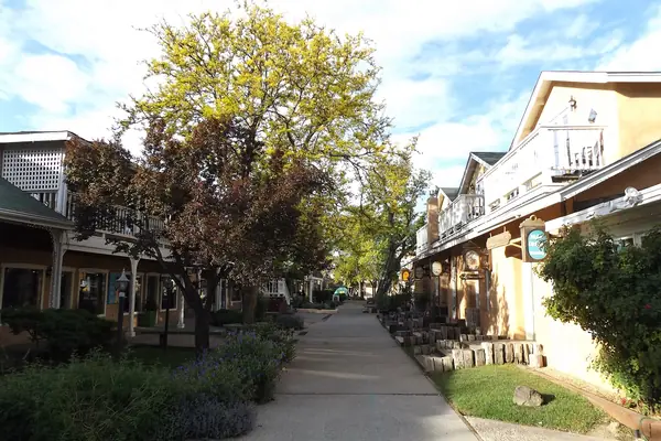 A lane of adobe shops