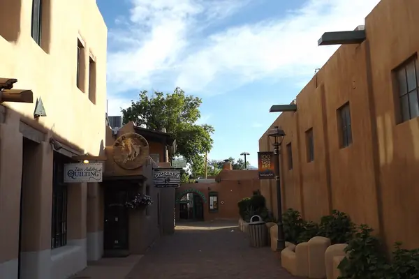 Earth-toned adobe buildings