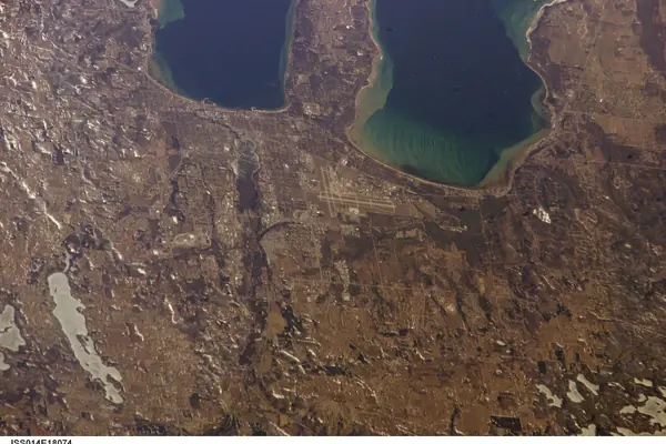 The bay and its peninsulas from above
