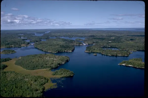 A maze of lakes and islands from above