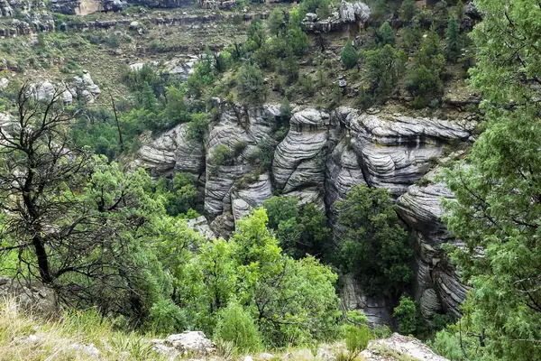 Dwellings tucked into the canyon