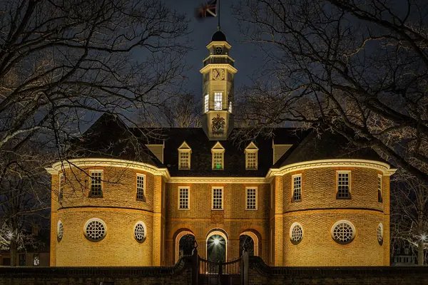 The Capitol in Colonial Williamsburg at night
