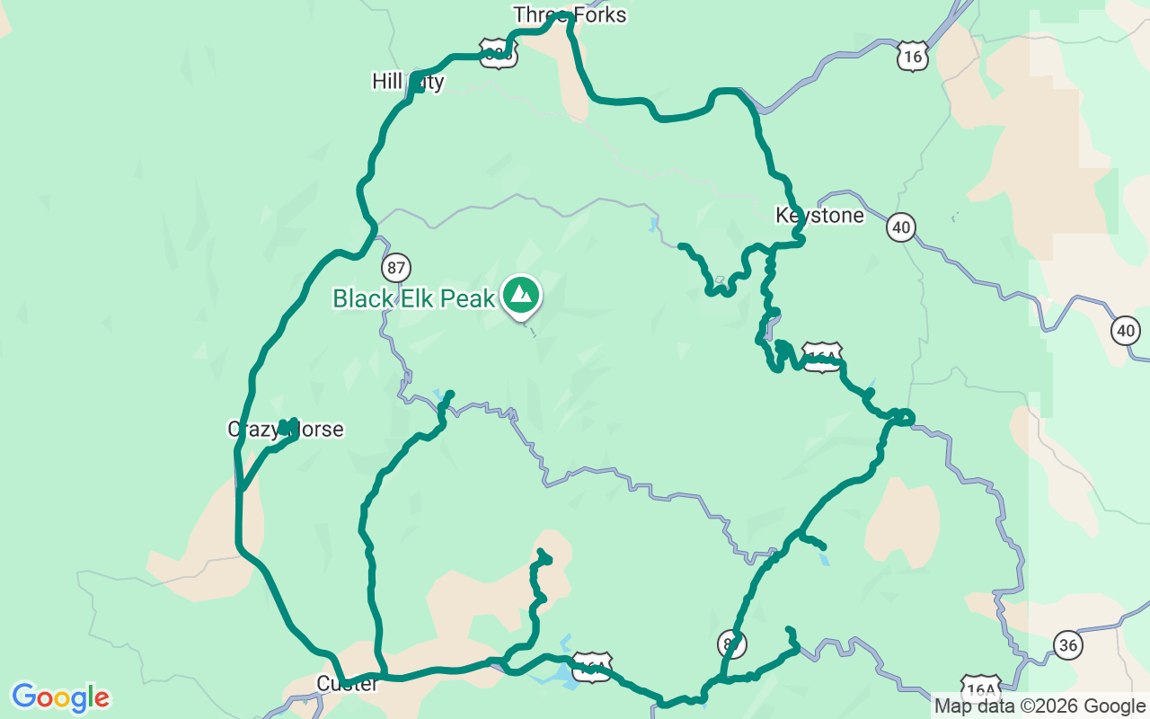 The Black Hills Loop route map