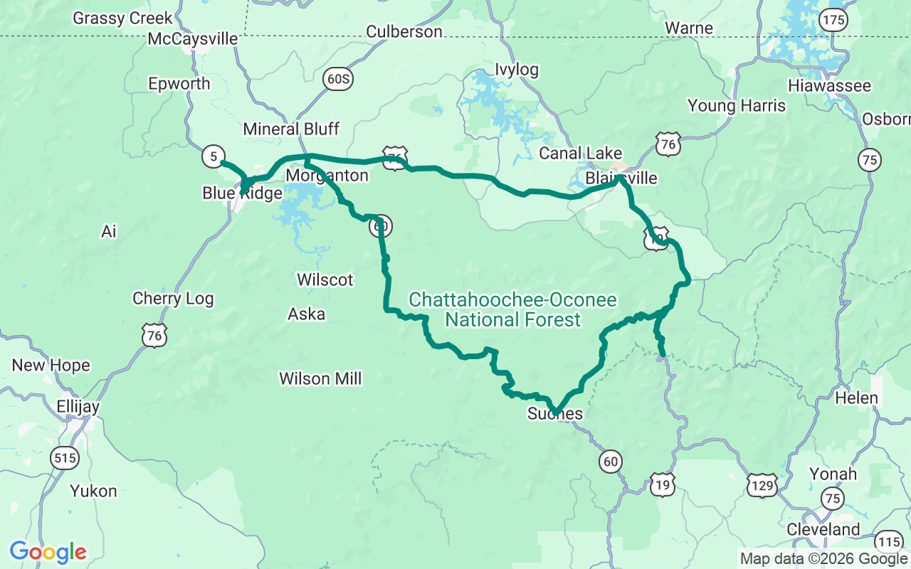 The Georgia Mountain Triangle route map
