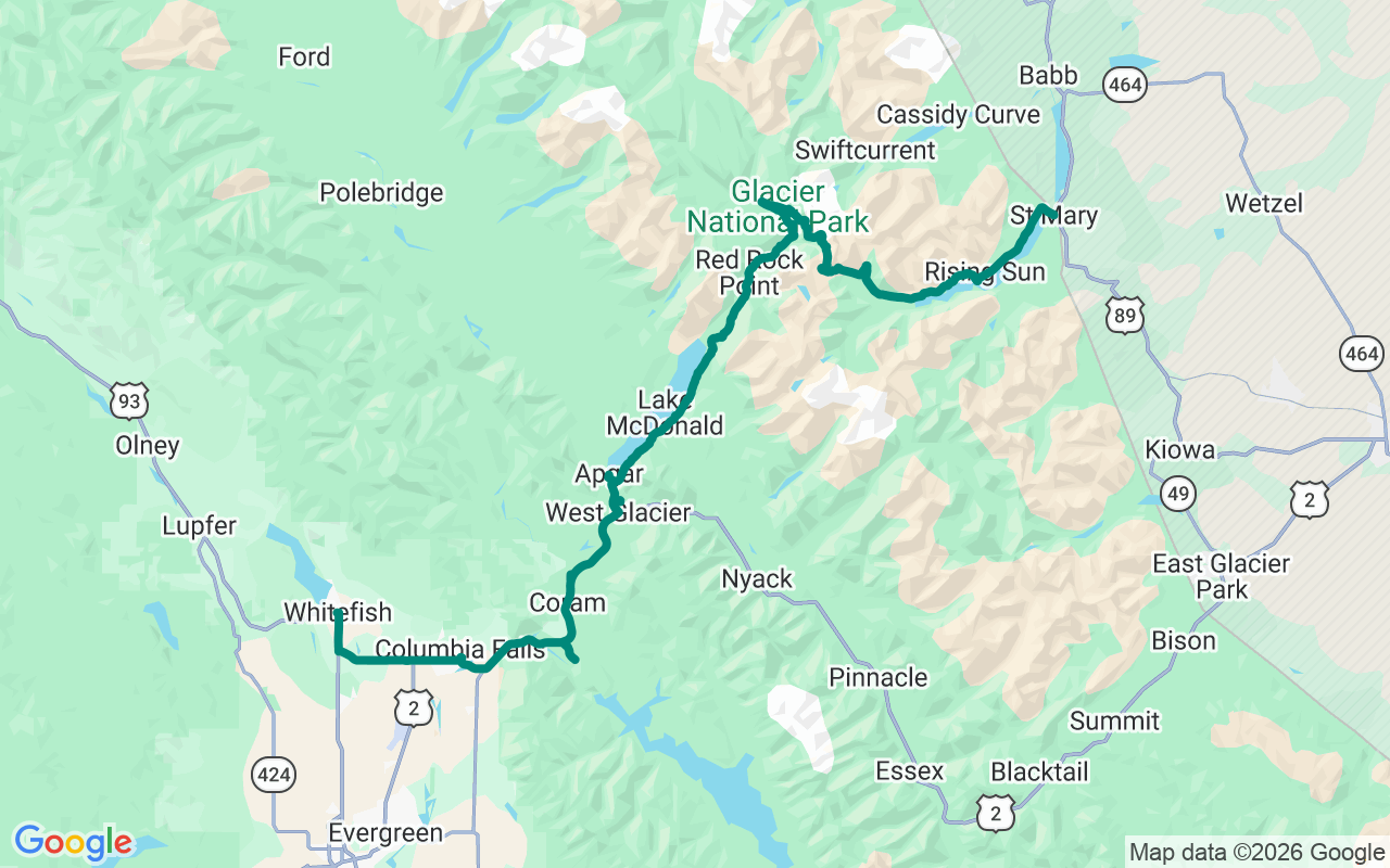 Going-to-the-Sun Road route map