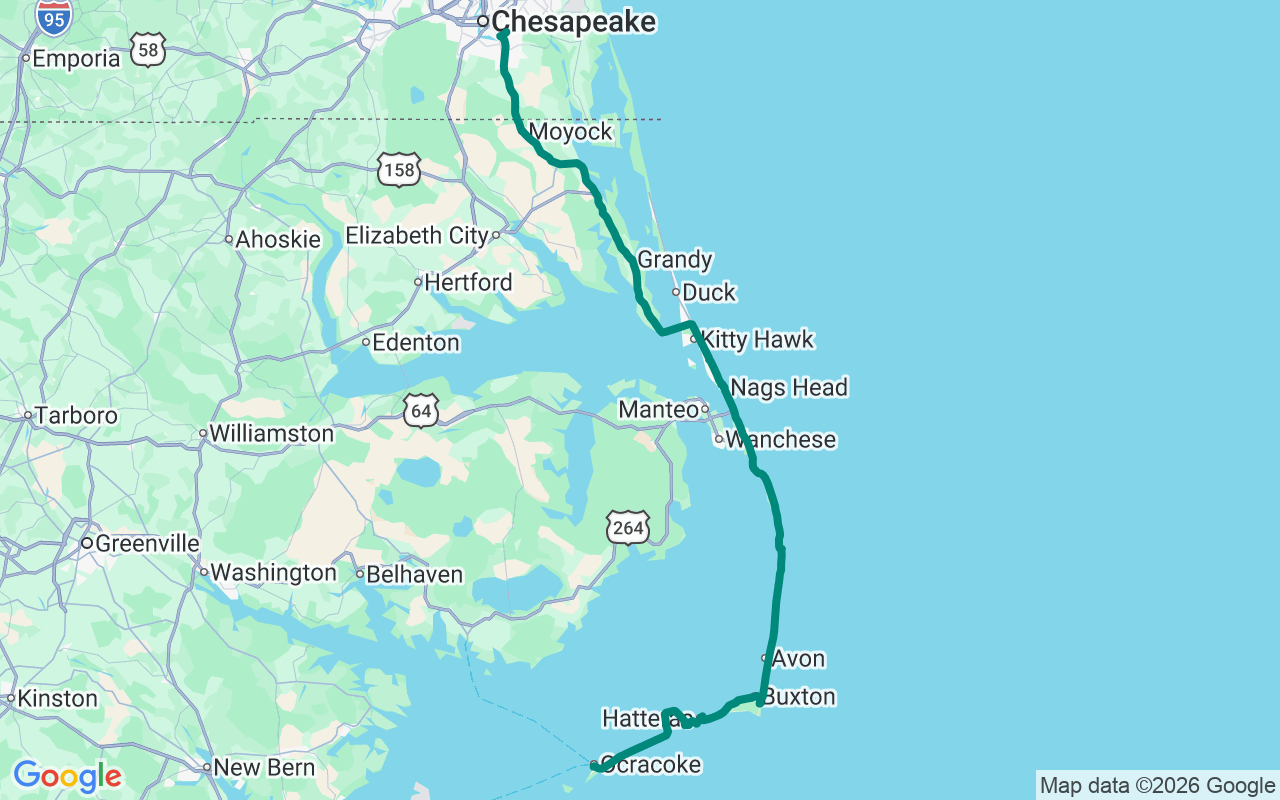 The Outer Banks Run route map