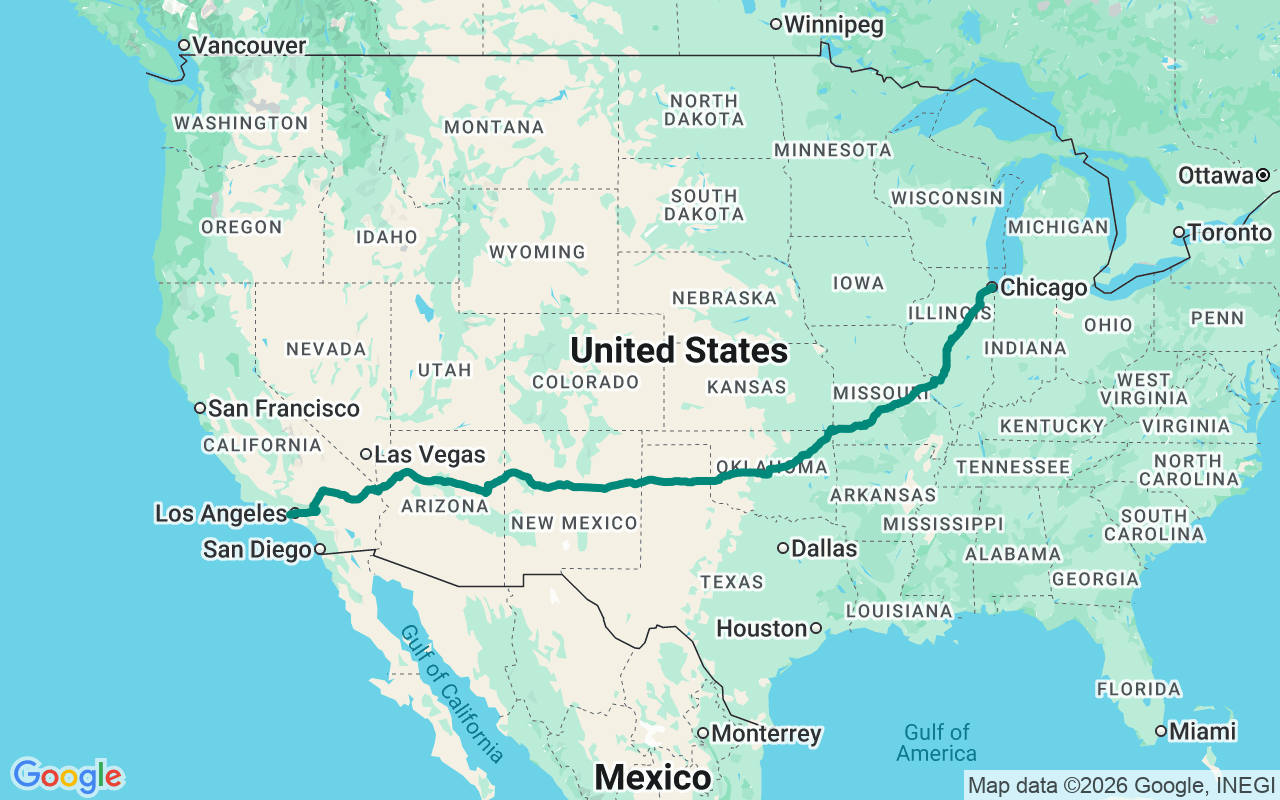 The Mother Road route map