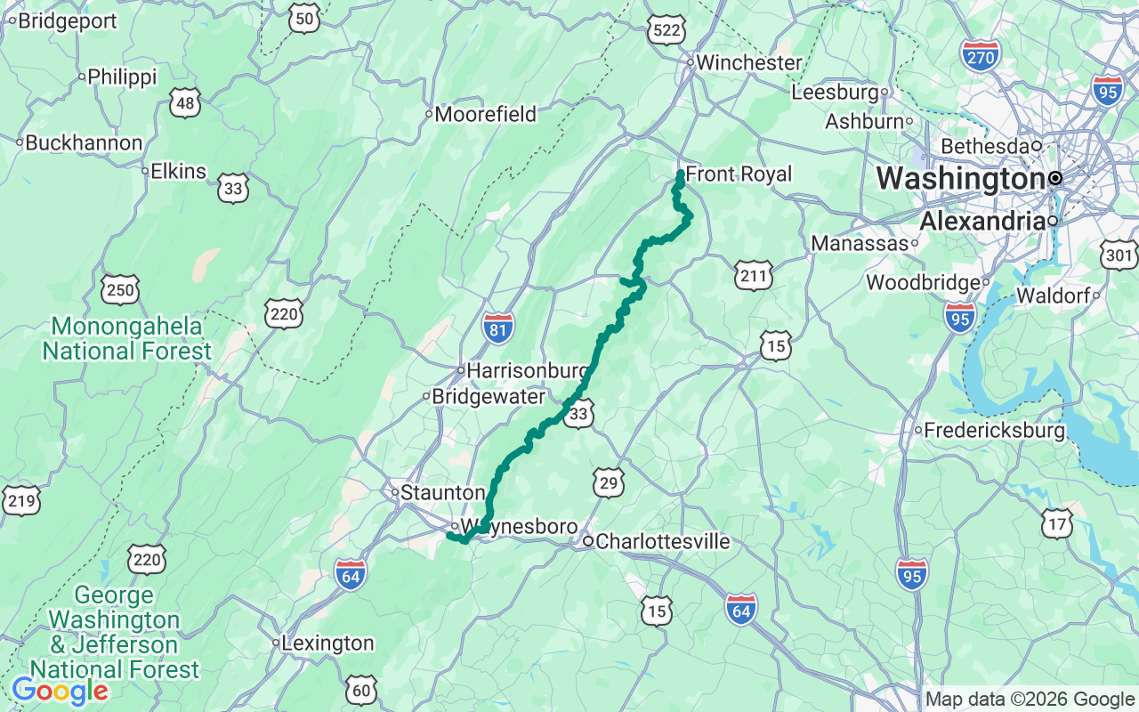 The Ridgeline route map