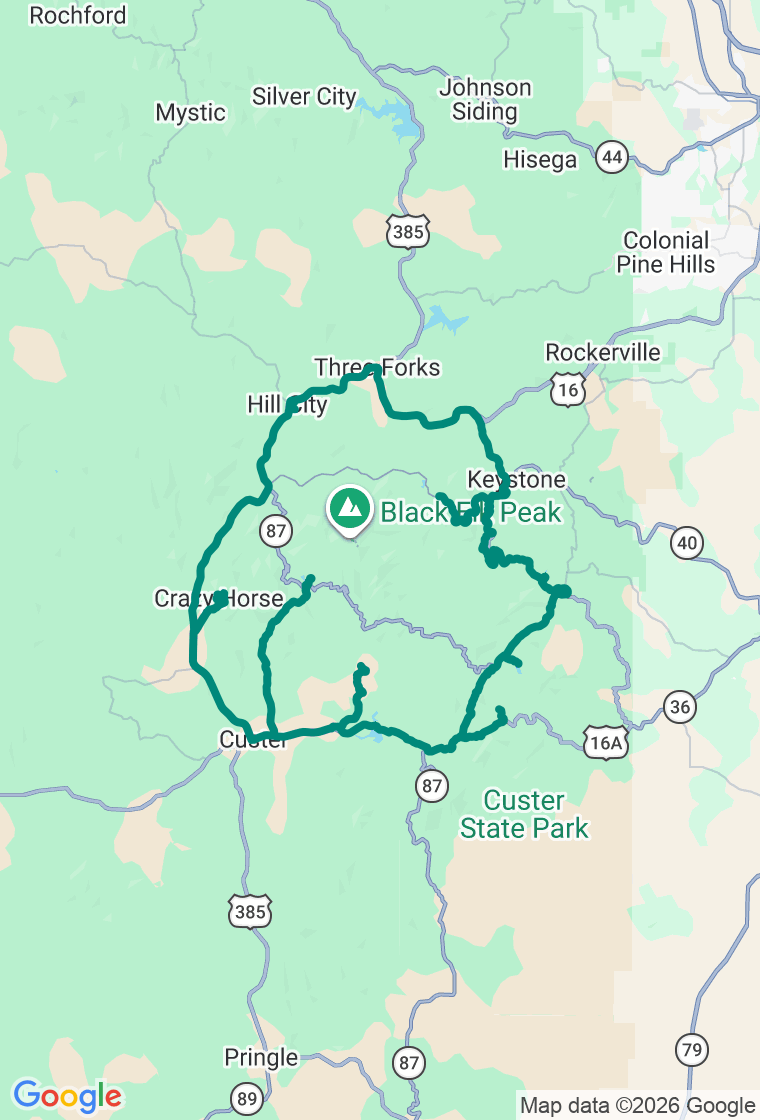 The Black Hills Loop route map