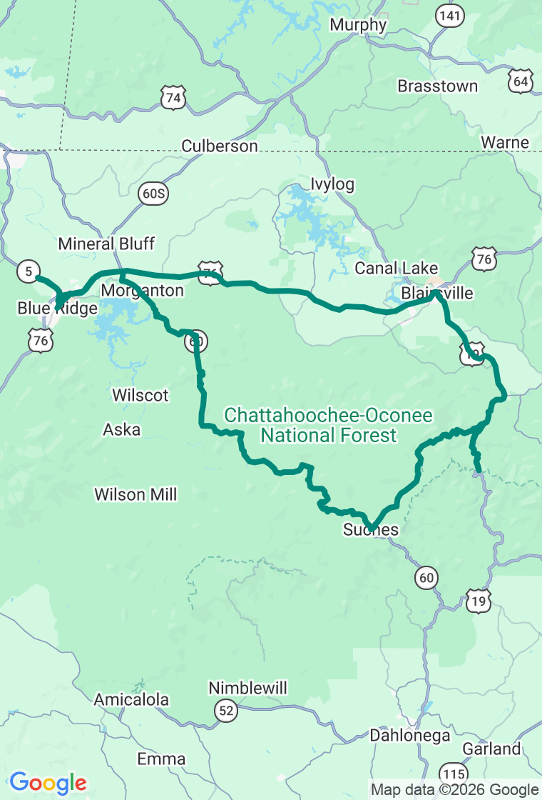 The Georgia Mountain Triangle route map