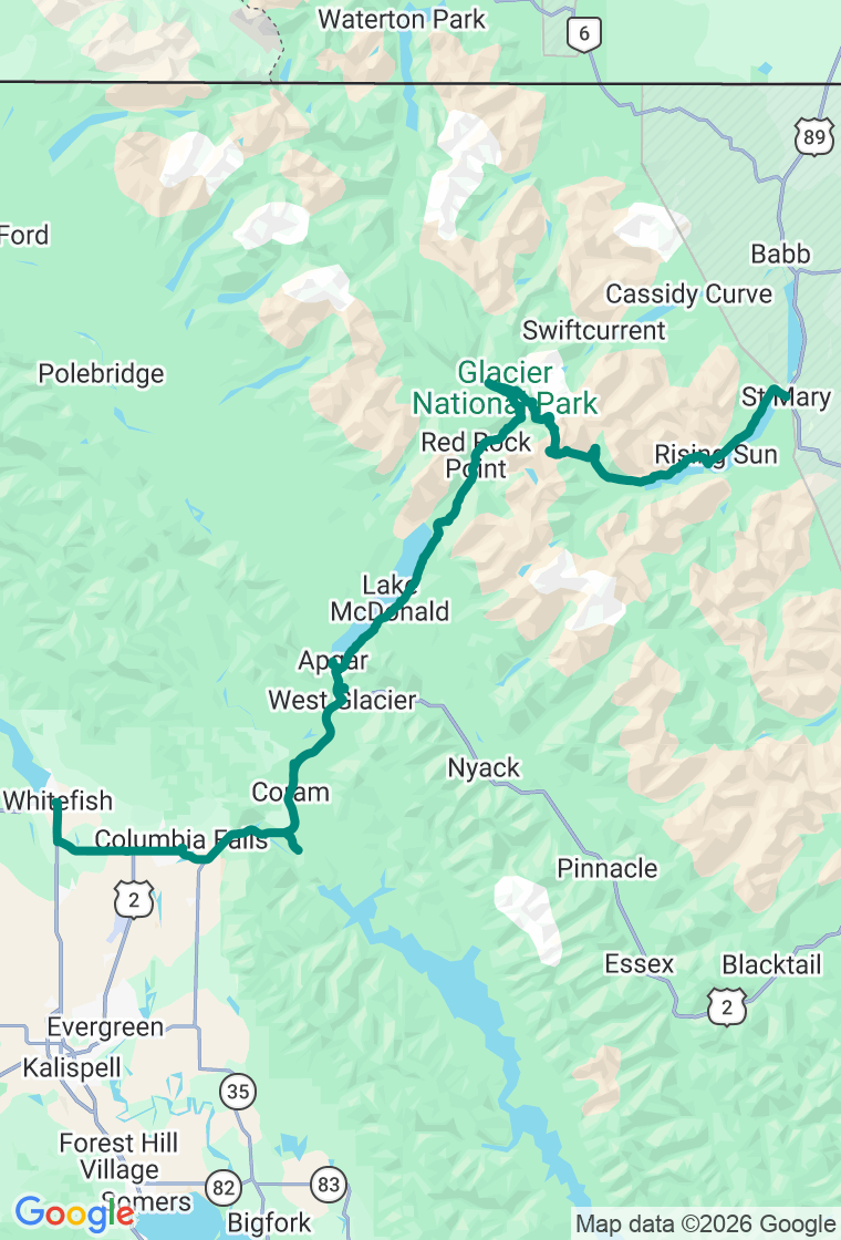 Going-to-the-Sun Road route map