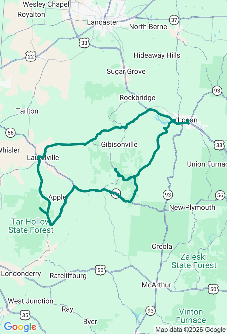The Hocking Hills Loop route map
