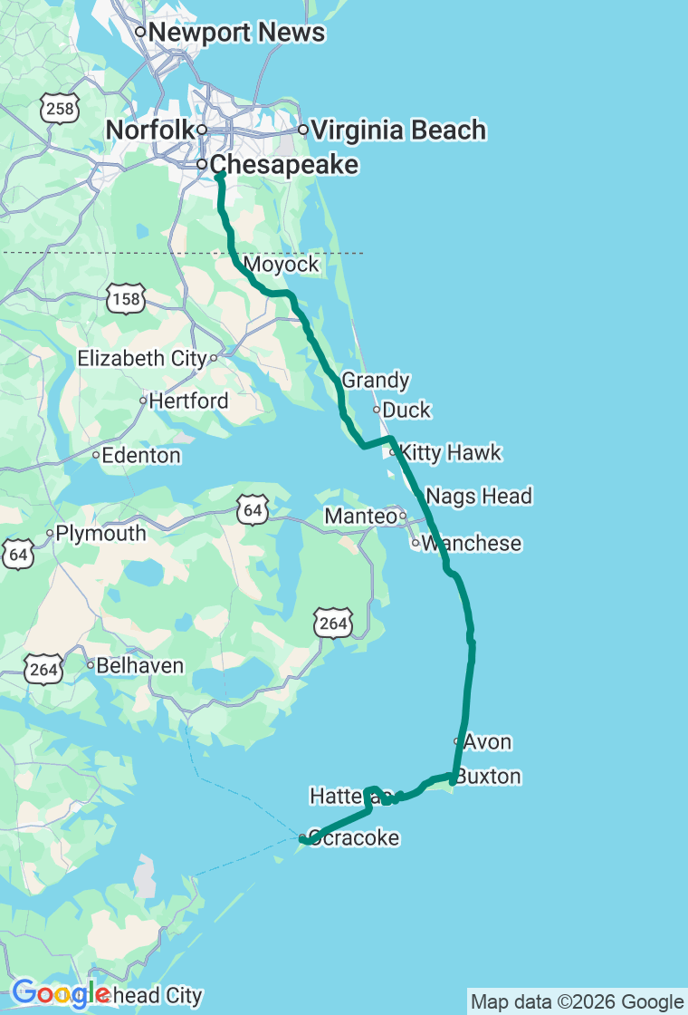 The Outer Banks Run route map