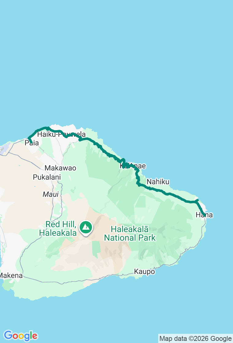 Road to Hana route map