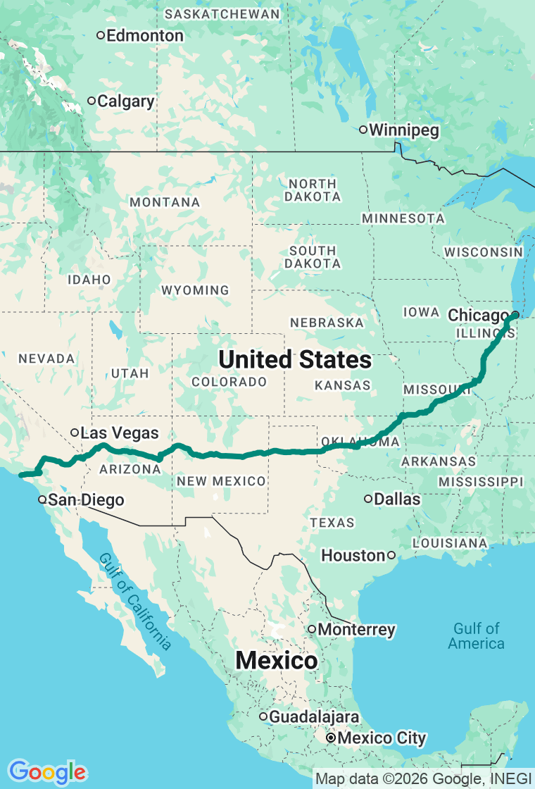 The Mother Road route map