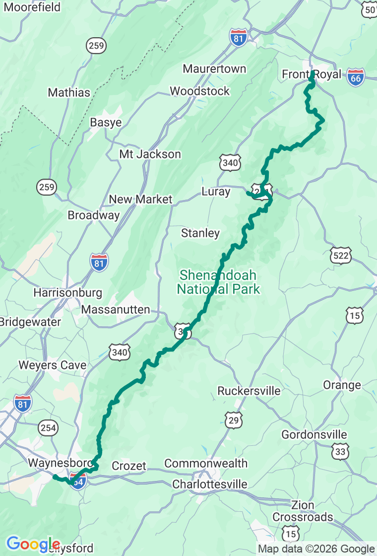 The Ridgeline route map
